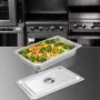 4 Pack Steam Table Pans 20.9 x 12.8 x 3.9 Inch Deep Steam Table Pan Full Size 13L Deep Food Container Stainless Steel Oven Tray 