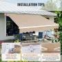 Manual Retractable Awning, 12 x 10 ft Outdoor Patio Awning Retractable Sun Shade, Water-Resistant Polyester Patio Door Window Aw