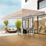 Manual Retractable Awning, 12 x 10 ft Outdoor Patio Awning Retractable Sun Shade, Water-Resistant Polyester Patio Door Window Aw