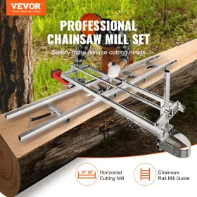 Chainsaw Mill and Rail Mill Guide System, Portable Sawmill 14"-36" Guide Bar, 9ft Aluminum Saw Milling Rail Guide with Chainsaw