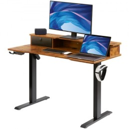 Height Adjustable Desk, 47.2" x 23.6" Electric Dual Monitor Riser Workstation, Whole Piece Desk Board Sit to Stand, 3-Key Modes