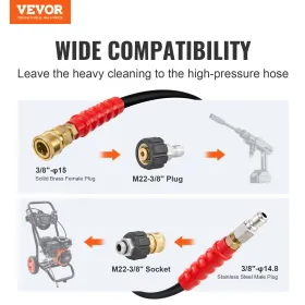 Trykskørslange, 30,5 m, kink gratis 3/8 "-ï † 14,8 han, 3/8" -ï