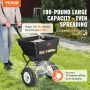Broadcast Spreader, 45.4 kg Walk-Behind Turf Spreader with 30.5 cm Wheels, Steel Push Fertilizer Spreader, Garden Seeder, and Sa