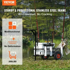 Beach Fishing Cart, 200 lbs Load Capacity, Fish and Marine Cart med to 11 "Big Wheels Rubber Balloon Dæk til sand,