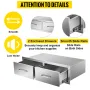 75*25 cm BBQ skuffe Dobbelt vandrette skuffer holdbar med