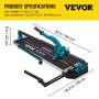 24 Inch Tile Cutter Single Rail Double Brackets Manual Tile Cutter 3/5 in Cap w/Precise Laser Manual Tile Cutter Tools for