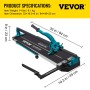 24 Inch Tile Cutter Single Rail Double Brackets Manual Tile Cutter 3/5 in Cap w/Precise Laser Manual Tile Cutter Tools for
