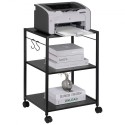Printer Stand, Height Adjustable 3 Tier Printer Stand, Printer Cart with Storage Shelves and Hooks for Printer, Scanner, Fax,