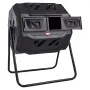 Compost Bin, 162.8 L Dual Chamber Composting Tumbler, Large Tumbling Rotating Composter with 2 Sliding Doors and Steel Frame, BP