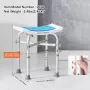 Shower Chair, Adjustable Height Shower Stool with Crossbar Support, Shower Seat for Inside Shower or Tub, Non-Slip Bench Bathtub