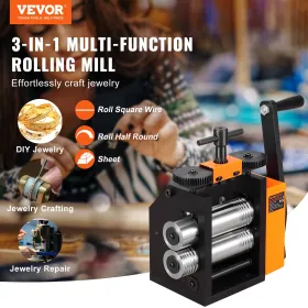 Rolling Mill, 3"/76 mm Jewelry Rolling Mill Machine, 1: 2 Gear Ratio, 3-in-1 Multi-function Rolling Mill, 0.1-7mm Press