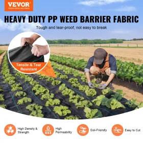 Weed Barrier Landscape Fabric, 4*100FT Heavy Duty Garden Weed Fabric, Woven PP Weed Control Fabric, Driveway Fabric, Geotextile