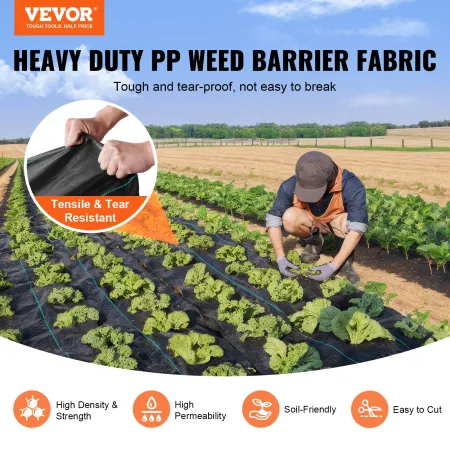 Weed Barrier Landscape Fabric, 4*100FT Heavy Duty Garden Weed Fabric, Woven PP Weed Control Fabric, Driveway Fabric, Geotextile 