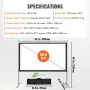 Projector Screen with Stand, 100 inch 16:9 4K 1080 HD Outdoor Movie Screen with Stand, Wrinkle-Free Projection Screen with Bar F