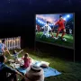 Projector Screen with Stand, 100 inch 16:9 4K 1080 HD Outdoor Movie Screen with Stand, Wrinkle-Free Projection Screen with Bar F