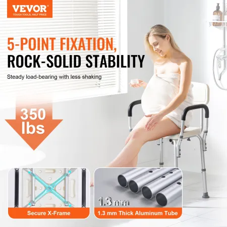 Shower Chair, Shower Seat with Back, Adjustable Height Shower Stool, Shower Chair for Inside Shower Bathtub, Non-slip Bathroom B