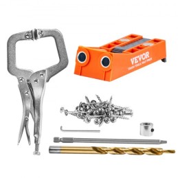 Pocket Hole Jig, 56 Pcs Mini Jig Pocket Hole System with 9" C-clamp, Step Drill, Wrench, Drill Stop Ring, Square Drive Bit, and