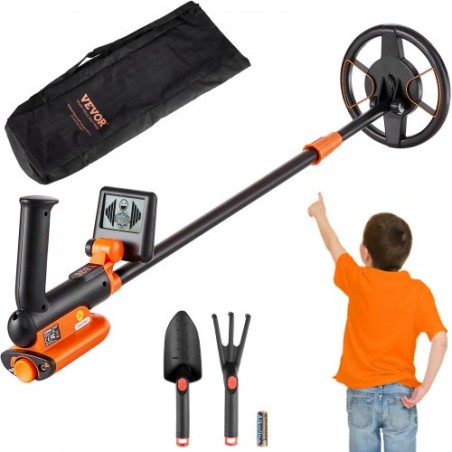 Metal Detector for Kids, 6 Inch Waterproof Search Coil with LCD Display, Adjustable 26''-36'' Gold Detector, Lightweight Carbon