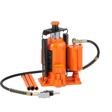 Air Hydraulic Bottle Jack, 20 Ton/40000 LBS All Welded Bottle Jack, 265 - 500 mm Lifting Range, Manual Handle and Air Pump, for
