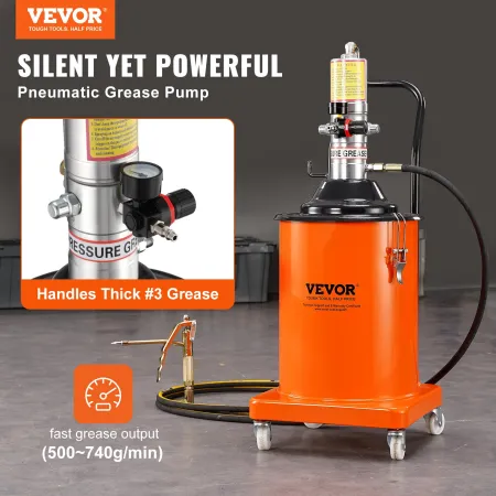 Grease Pump, 5 Gallon 20L, Air Operated Grease Pump with 13 ft High Pressure Hose and Grease Gun, Pneumatic Grease Bucket Pump w