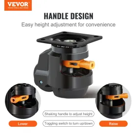 Leveling Casters, Set of 4, 2200 lbs Total Load Capacity, 2.5 inches, Heavy Duty with Upgraded Handle Design, 360 Degree Swivel