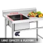 Handmade Sink Non-magnetic Stainless Steel Kitchen Sink Hand Made 1 Compartment 16 x 15.5 x 10 Inch Capacity Huge Tub Sink with 