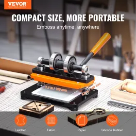 Læderskæremaskine, 7,1 x 3,9 i prægningsplade manual die skærer, 0,47 i trykslag læderprægningsmaskine,