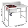 Handmade Sink Non-magnetic Stainless Steel Kitchen Sink Hand Made 1 Compartment 16 x 15.5 x 10 Inch Capacity Huge Tub Sink with 