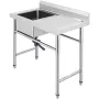 Handmade Sink Non-magnetic Stainless Steel Kitchen Sink Hand Made 1 Compartment 16 x 15.5 x 10 Inch Capacity Huge Tub Sink with 