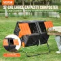 Kompostbeholder, 37-gallon kompostbeholder med dobbelt kammer