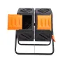 Compost Bin, 140.1L Dual Chamber Composting Tumbler, High Volume Two Rotating Chambers with 2 Sliding Door and Steel Frame, BPA 
