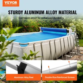 Pooldækselrulle, aluminium Solar Cover Reel 20 ft, over jorden