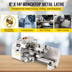Mini Metal Lathe 8x14, Mini Lathe Machine 2250 PRM Variable Speed Change,Precision Mini Lathe 600W Metal Working Lathe, Small
