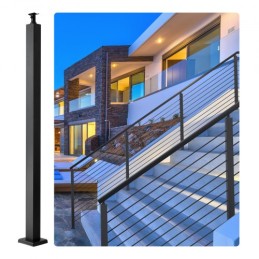 Cable Rail Post,  42 x 1.97 x 1.97", Level Deck Stair Post, Cable Handrail Post Stainless Steel Brushed Finishing Deck Railing