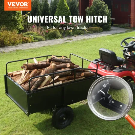 Heavy Duty ATV Trailer Steel Dump Cart, 340 kg 0.43 Cubic Meter, Garden Utility Trailer with Removable Sides for Riding Lawn Mow