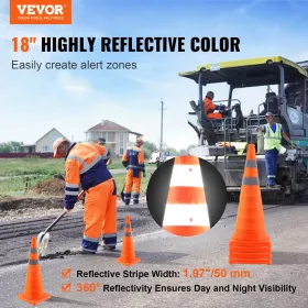 Safety Cones, 4 Pack 28 inch Collapsible Traffic Cones, Construction Cones with Reflective Collars, Wide Base and A Storage