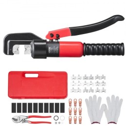 Crimping Tool, AWG12-2/0 Copper And Aluminum Terminal Battery Lug Hydraulic Crimper, with a Cutting Pliers, Gloves, 10pcs