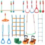 Ninja Warrior Obstacle Course for Kids, 2 x 50 ft Weatherproof Slacklines, 500lbs Weight Capacity Monkey Line, Outdoor Playset E