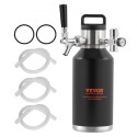 Øl Growler Tap System, 64oz 1,89L Mini Keg, 304 Rustfrit stål tryk øl Growler, Keg Growler med trykvisning,