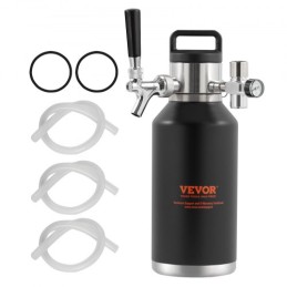 Øl Growler Tap System, 64oz 1,89L Mini Keg, 304 Rustfrit stål tryk øl Growler, Keg Growler med trykvisning,