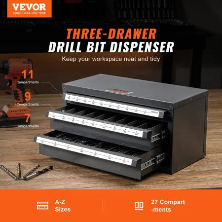 Drill Bit Dispenser Cabinet, Three-Shane Drill Bit Organizer