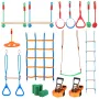 Ninja Warrior Obstacle Course for Kids, 2 x 65 ft Weatherproof Slacklines, 500lbs Weight Capacity Monkey Line, Outdoor Playset E