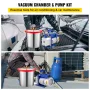 11 L(3 Gallon) 117 L/min(4 CFM) Single Stage Vacuum Pump, 186W(1/4HP) Vacuum Chamber Stainless Steel Vacuum Degassing Cham