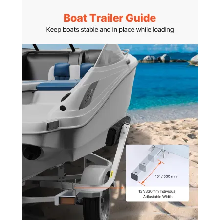 Boat Trailer Guide, 2PCS Adjustable Short Bunk Guide-Ons, Hardened Steel Trailer Guide Poles with Soft Cushion, Heavy Duty Rolle