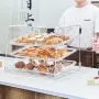 Pastry Display Case, 3-Tier Commercial Countertop Bakery Display Case, Acrylic Display Box with Rear Door Access & Removable She