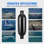 Boat Fenders Inflatable Ribbed Boat Bumpers for Docking 6.5" x 23" Black
