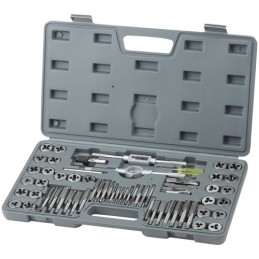Tap and Die Set, 60-Piece Metric and SAE Standard, Bearing Steel Taps and Dies, Essential Threading Tool for Cutting External