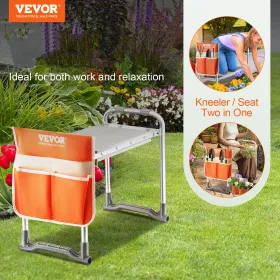 Garden Kneeler and Seat, 10" EVA Wide Pad, 330 lbs Load Capacity Foldable Garden Stool, Kneeling Bench for Gardening with Tool