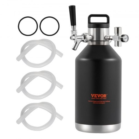 Beer Growler Tap System, 128oz 4L Mini Keg, 304 Rustfrit stål tryk ølgravler, tønde growler med trykvisning,