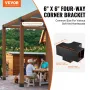 Pergola Bracket Kit 6''x6''(Inner Size 5.6x5.6), 2pcs 4-Way Heavy Duty Corner Bracket Woodworks DIY Post Base Kit, Easy Installa